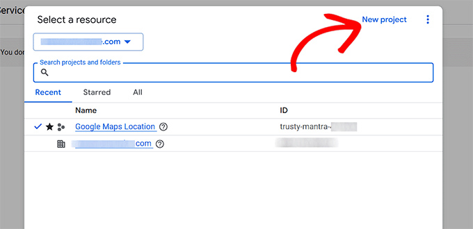 Click the New Project button
