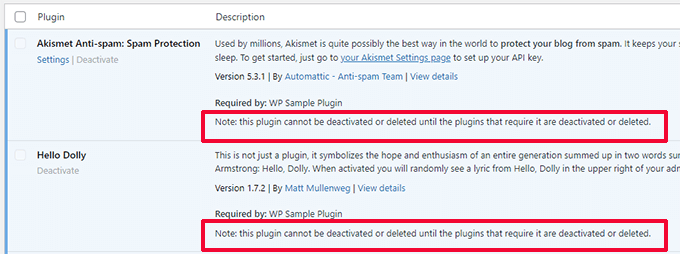Cannot be deactivated Cannot be deactivated