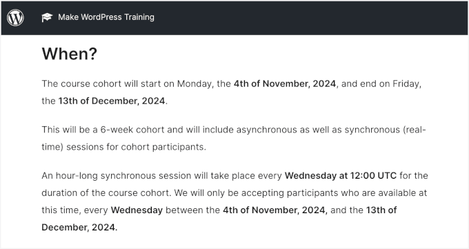 Cohort-based group learning example Cohort-based group learning example