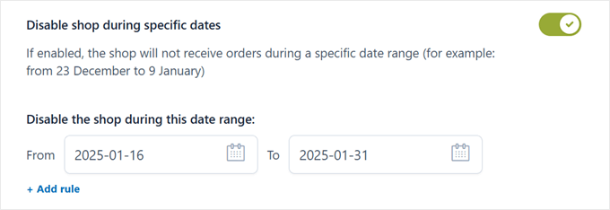 Disabling the shop function for certain dates with the YITH plugin Disabling the shop function for certain dates with the YITH plugin