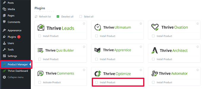 Thrive Optimize installation Thrive Optimize installation