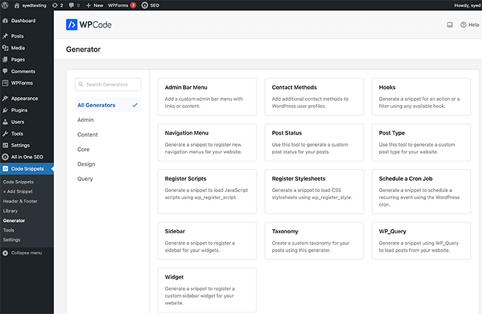 WPCode Generators for WordPress WPCode Generators for WordPress