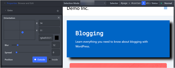 Adjusting a block's shadow settings in CSS Hero Adjusting a block's shadow settings in CSS Hero