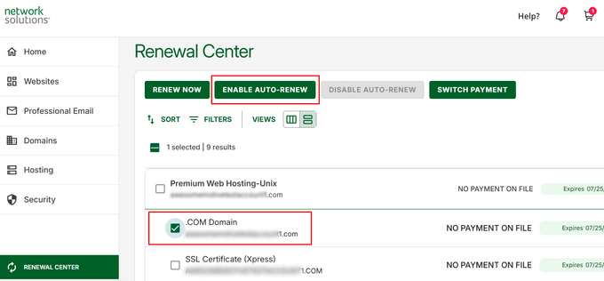 Enable auto-renew in Network Solutions Enable auto-renew in Network Solutions