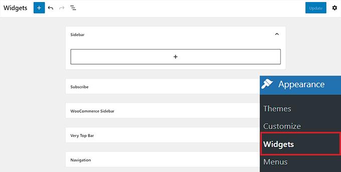 Choose widget area Choose widget area