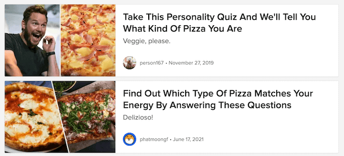 An example of an engaging online quiz, published on the BuzzFeed website An example of an engaging online quiz, published on the BuzzFeed website