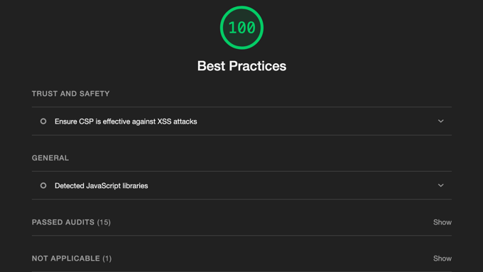 Google Lighthouse Best Practices Report Google Lighthouse Best Practices Report