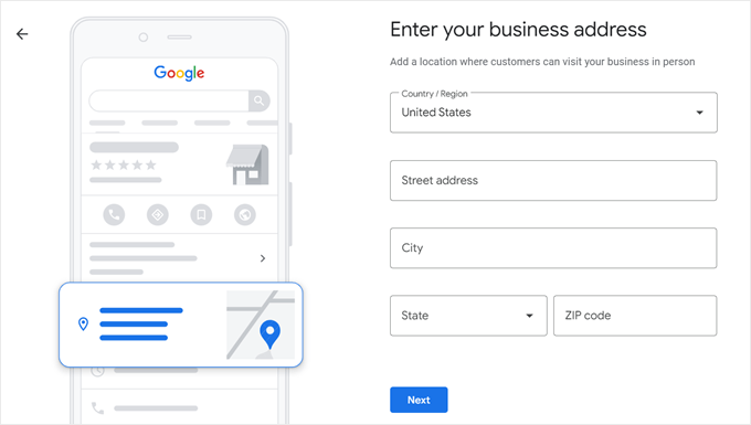 Entering the business address in Google Business Profile Entering the business address in Google Business Profile