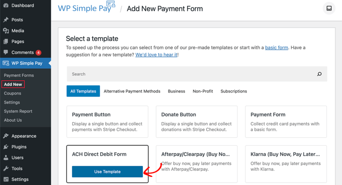 Select the ACH Direct Debit Form Template Select the ACH Direct Debit Form Template