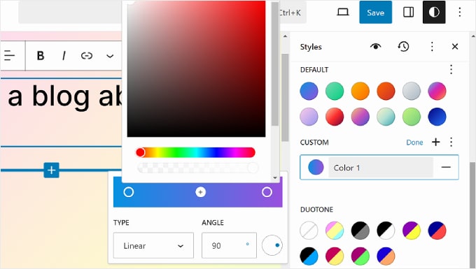 Creating a custom gradient color in WordPress Full Site Editor Creating a custom gradient color in WordPress Full Site Editor