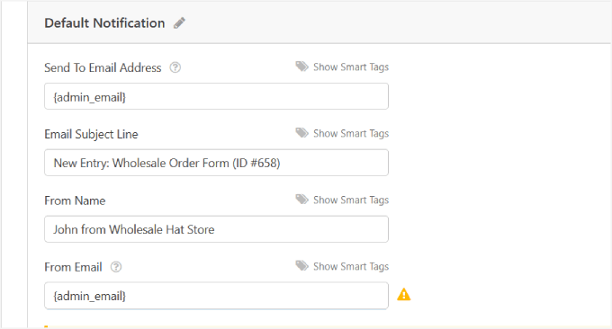 Default notification wpforms Default notification wpforms