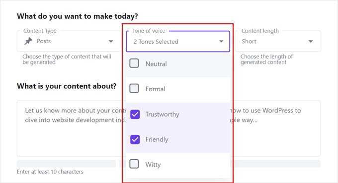 Choosing a tone of voice for the content generated with Hostinger WordPress AI Assistant Choosing a tone of voice for the content generated with Hostinger WordPress AI Assistant