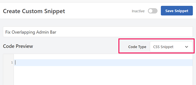 Code type CSS Code type CSS