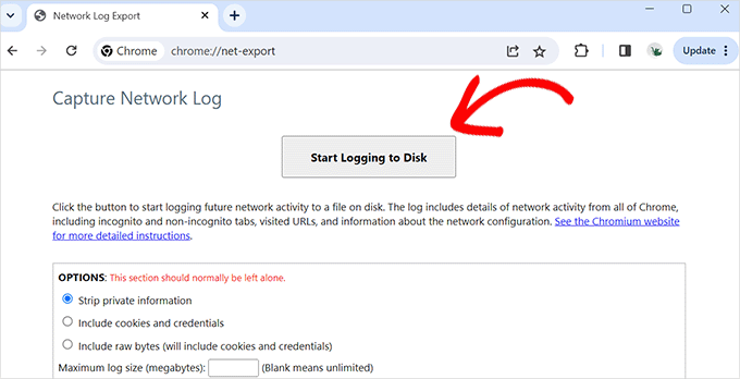 Start logging to disk Start logging to disk