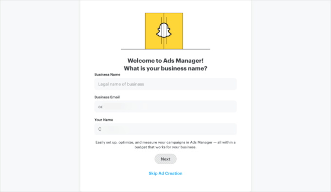Snapchat ad manager setup Snapchat ad manager setup