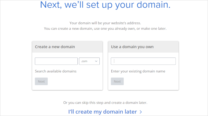 Choose domain name Choose domain name