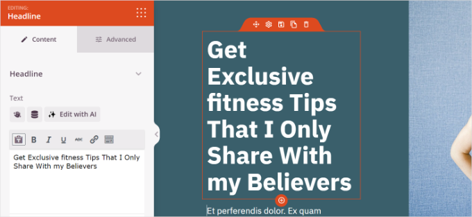 Edit elements on squeeze page Edit elements on squeeze page