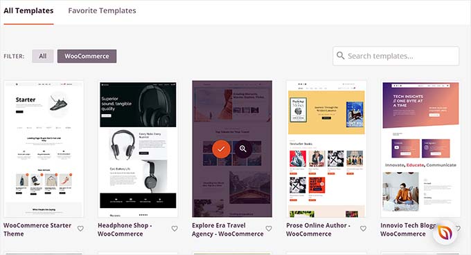 Choose a WooCommerce theme in SeedProd Choose a WooCommerce theme in SeedProd