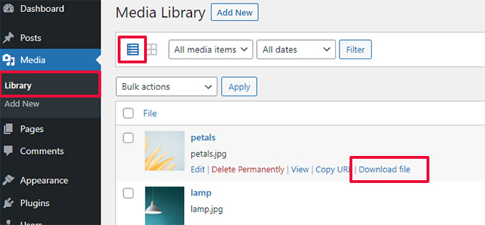 Download link for media files Download link for media files