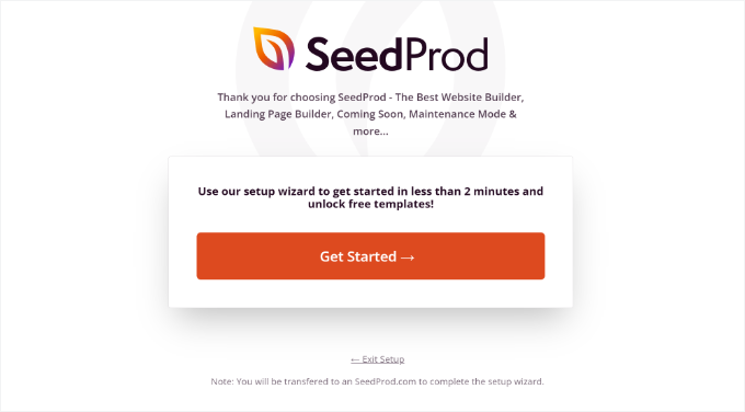 SeedProd lite setup wizard SeedProd lite setup wizard