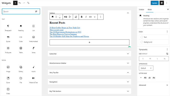 Block widget editor Block widget editor