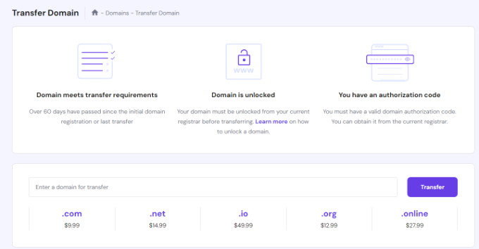 Transfer a domain Transfer a domain