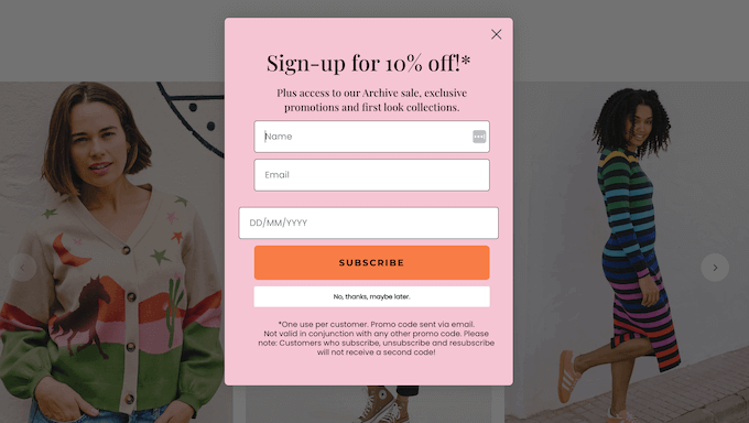 An example of a newsletter sign-up form An example of a newsletter sign-up form