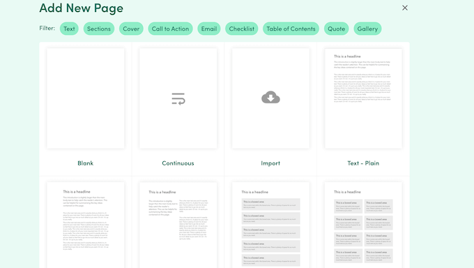 A library of professionally-designed page templates A library of professionally-designed page templates