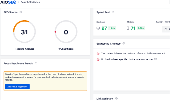 Content rankings report data in All in One SEO Content rankings report data in All in One SEO