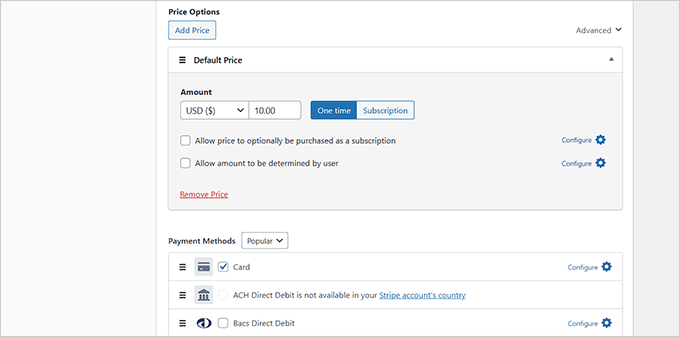 Add a price and payment option Add a price and payment option