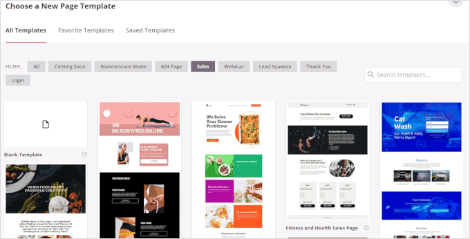 SeedProd choose template SeedProd choose template