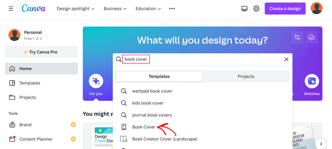 Searching for Book Cover Templates in Canva Searching for Book Cover Templates in Canva