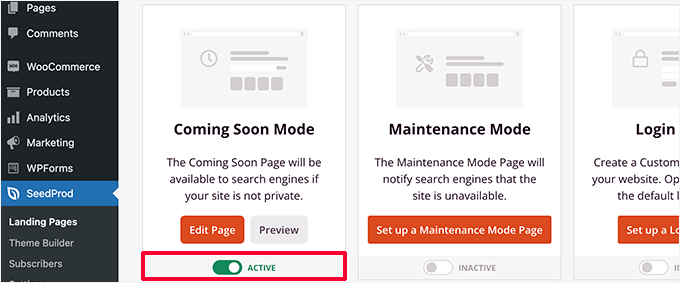 Turn off coming soon page Turn off coming soon page