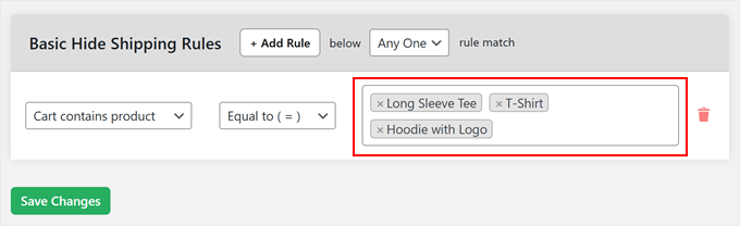 Adding products to the conditional logic for hiding shipping options Adding products to the conditional logic for hiding shipping options