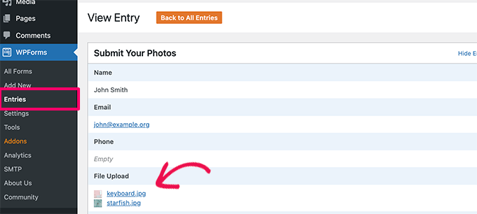 User entry User entry