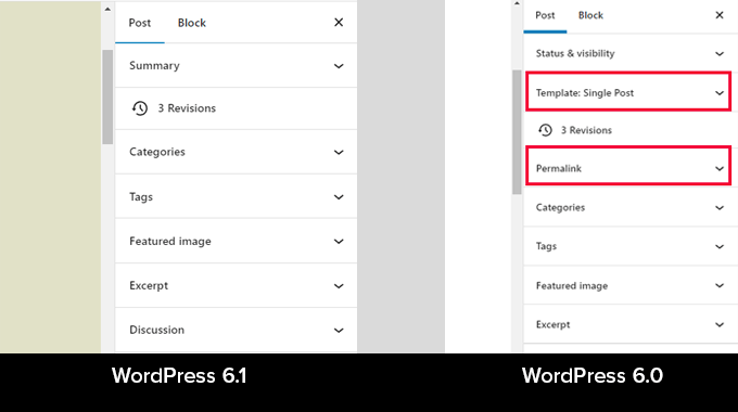 Missing panels in WordPress 6.1 Missing panels in WordPress 6.1
