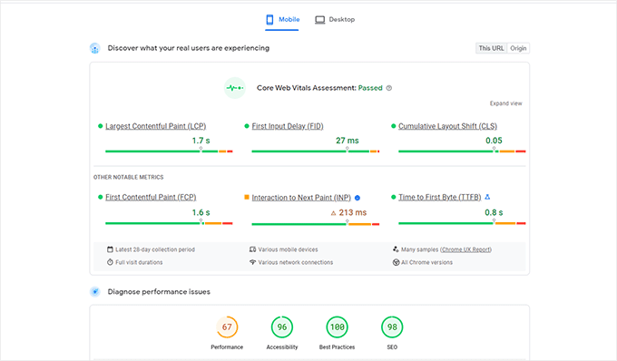 PageSpeed Insights preview PageSpeed Insights preview