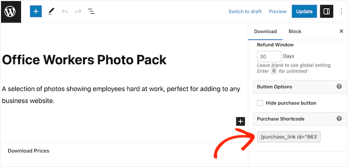 Adding a 'purchase' button using shortcode Adding a 'purchase' button using shortcode