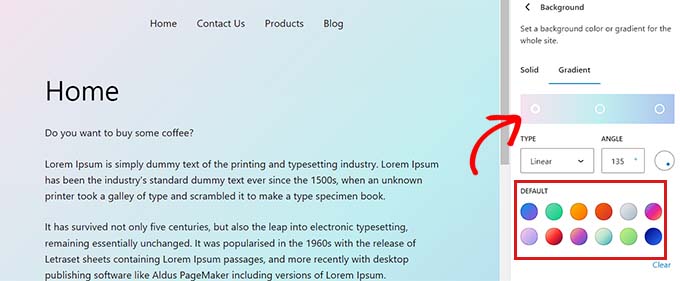 Create a gradient background color Create a gradient background color