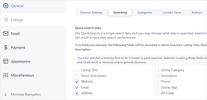 Choose searchable data Choose searchable data