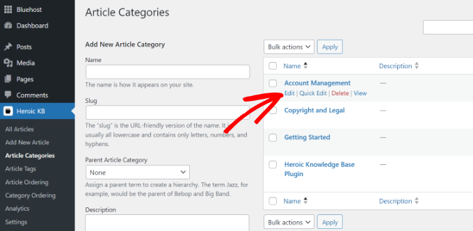 Edit categories settings Edit categories settings