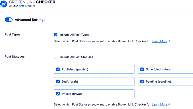 advanced-settings-broken-link-checker-tool advanced settings of broken link checker