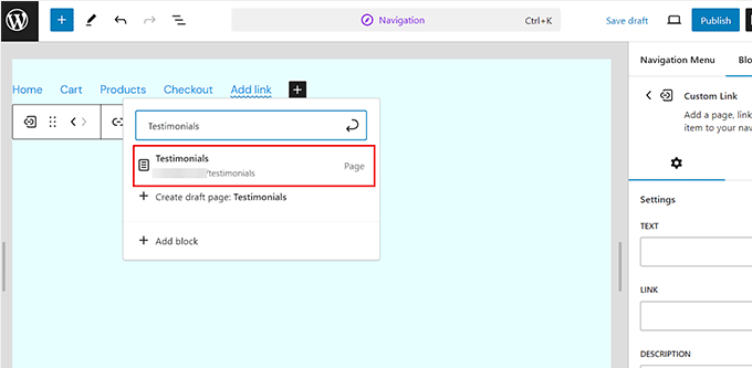 Add custom link for navigation menu Add custom link for navigation menu