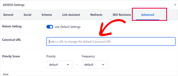 All in One SEO canonical setting All in One SEO canonical setting