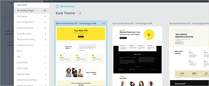 Choose a Thrive template Choose a Thrive template