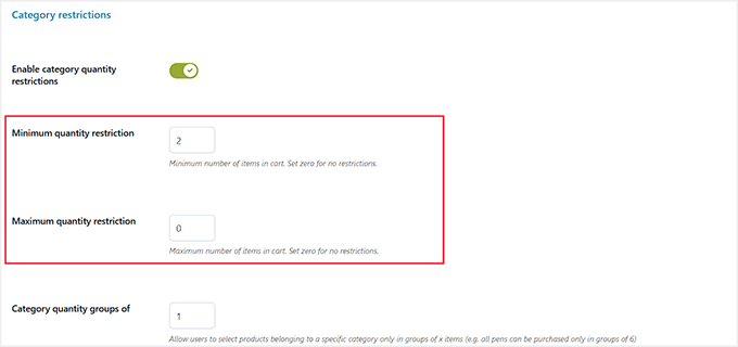 Configure category restrictions in YITH Configure category restrictions in YITH