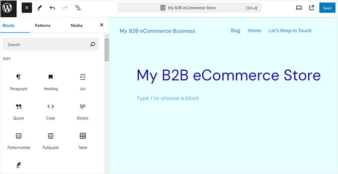 Customize the B2B store in the full site editor Customize the B2B store in the full site editor