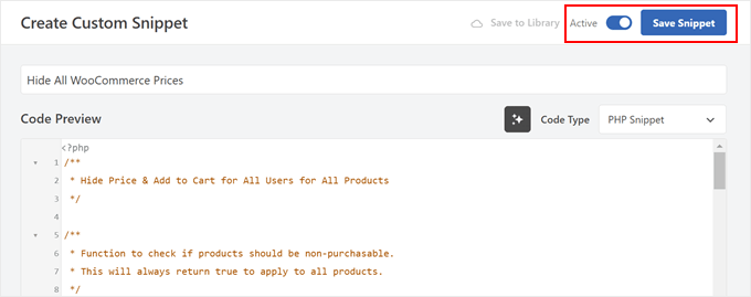 Creating a custom code to hide WooCommerce prices for all users in WPCode Creating a custom code to hide WooCommerce prices for all users in WPCode
