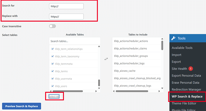 Search and replace http URLs in WordPress Search and replace http URLs in WordPress