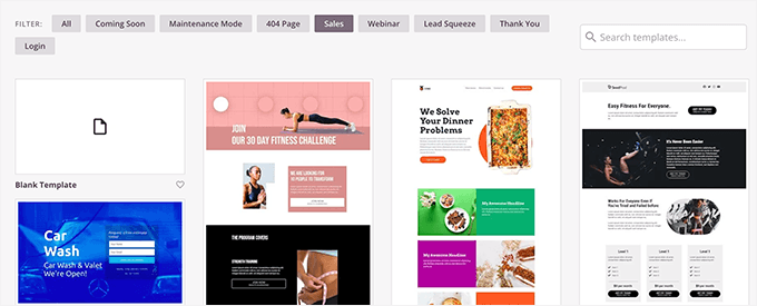 Choose landing page template Choose landing page template